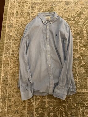 Scotch & Soda Light Blue Micro-Stripe Button-Down Shirt